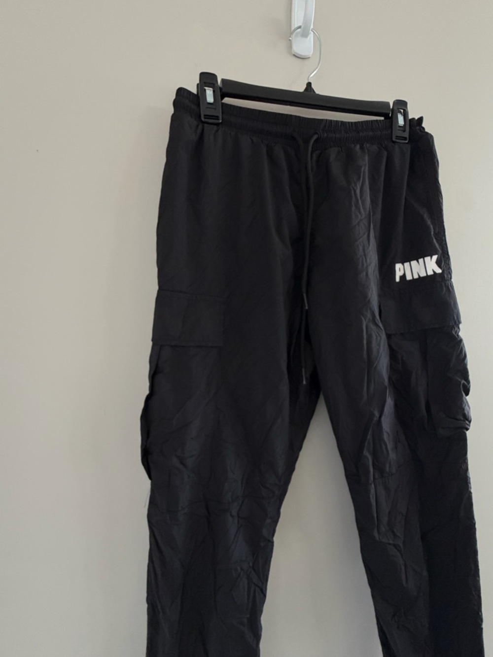 PINK Victoria's Secret Black Cargo Jogger Pants Small Parachute‎ Streetwear Y2K - Picture 6 of 13